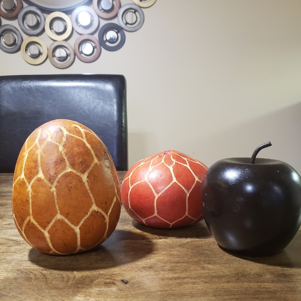 Wooden African fruit set